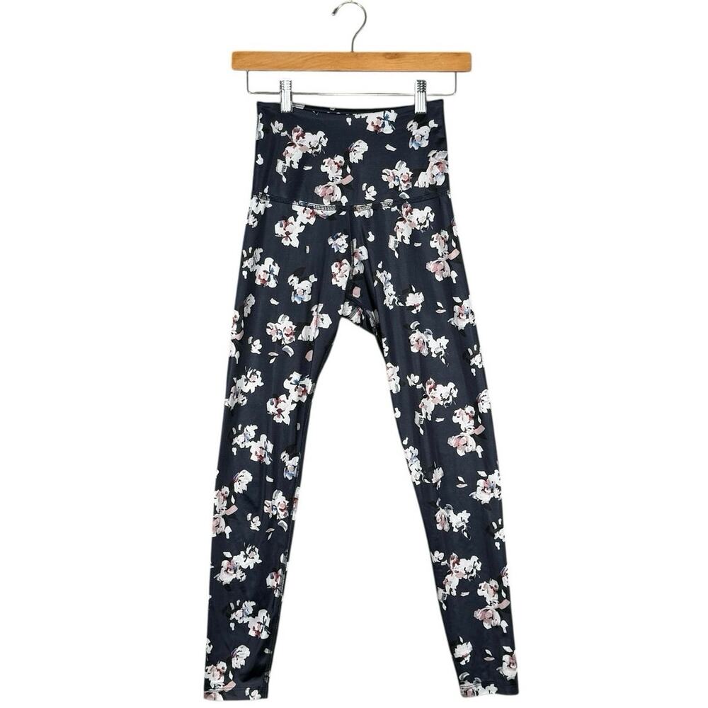 Beyond Yoga High Waist Floral Print Leggings Navy Blue Yoga Pilates XS Workout